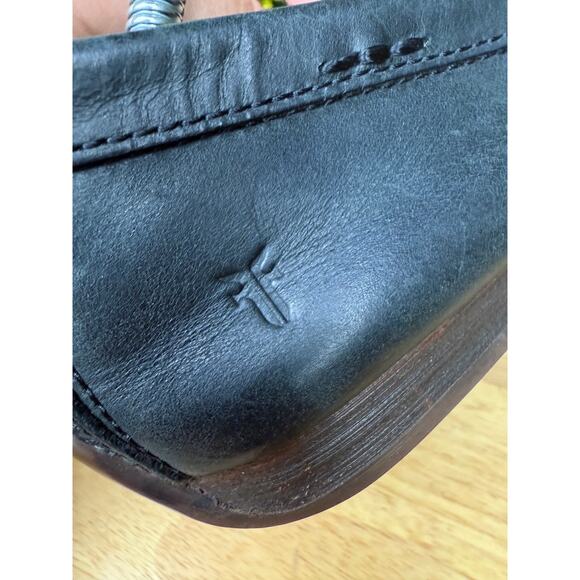 Frye Lewis Venetian Loafers Moccasin Toe Leather Driving Shoes Black Mens 9.5 - Picture 9 of 11